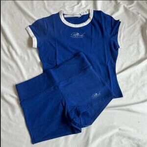 Frankie's Bikinis Brooklyn blue shirt and shorts Set